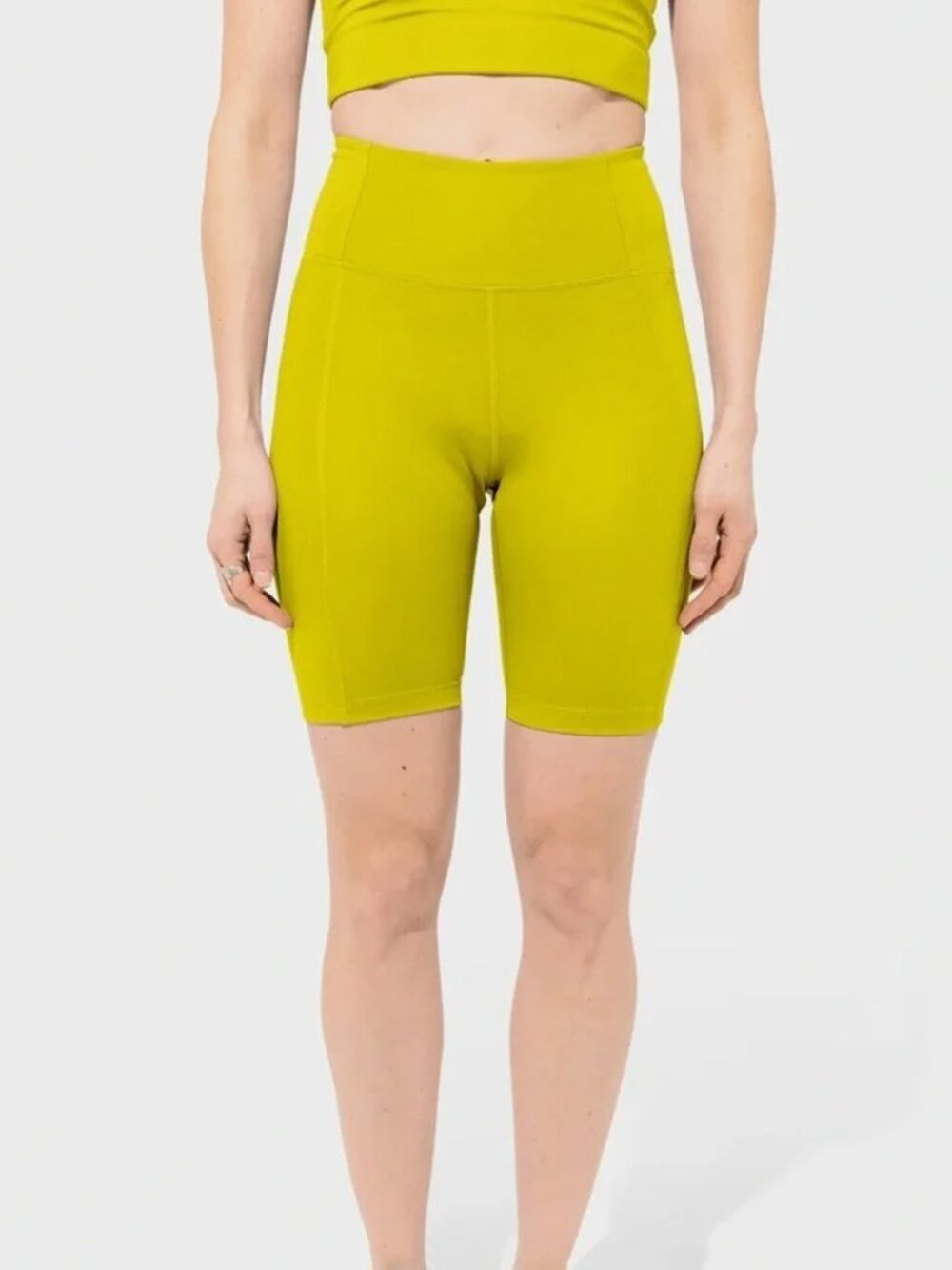 Girlfriend Collective | High-Rise Bike Shorts | Medium | Chartreuse
